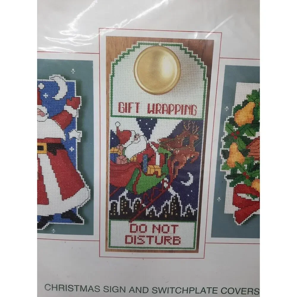 Sunset Christmas Sign and Switchplate Covers 18308 Cross Stitch Kit Vtg 1990